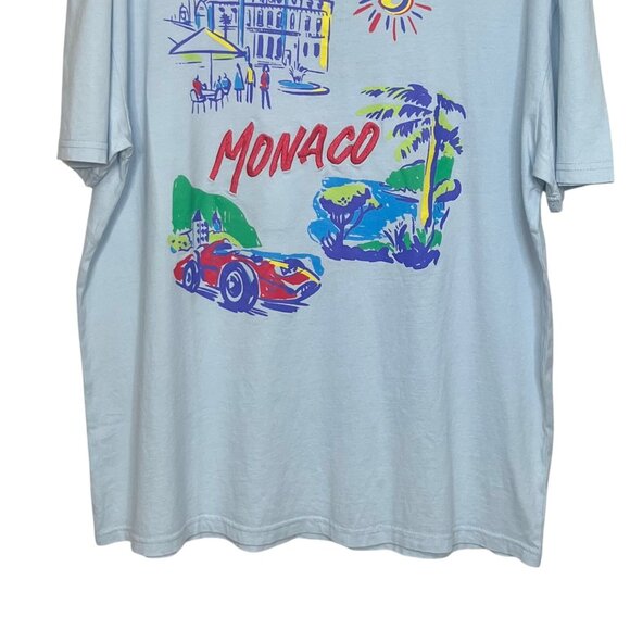 Mighty Fine Monaco Graphic Tee Tshirt Embroidery Blue Size Medium New - Picture 5 of 8
